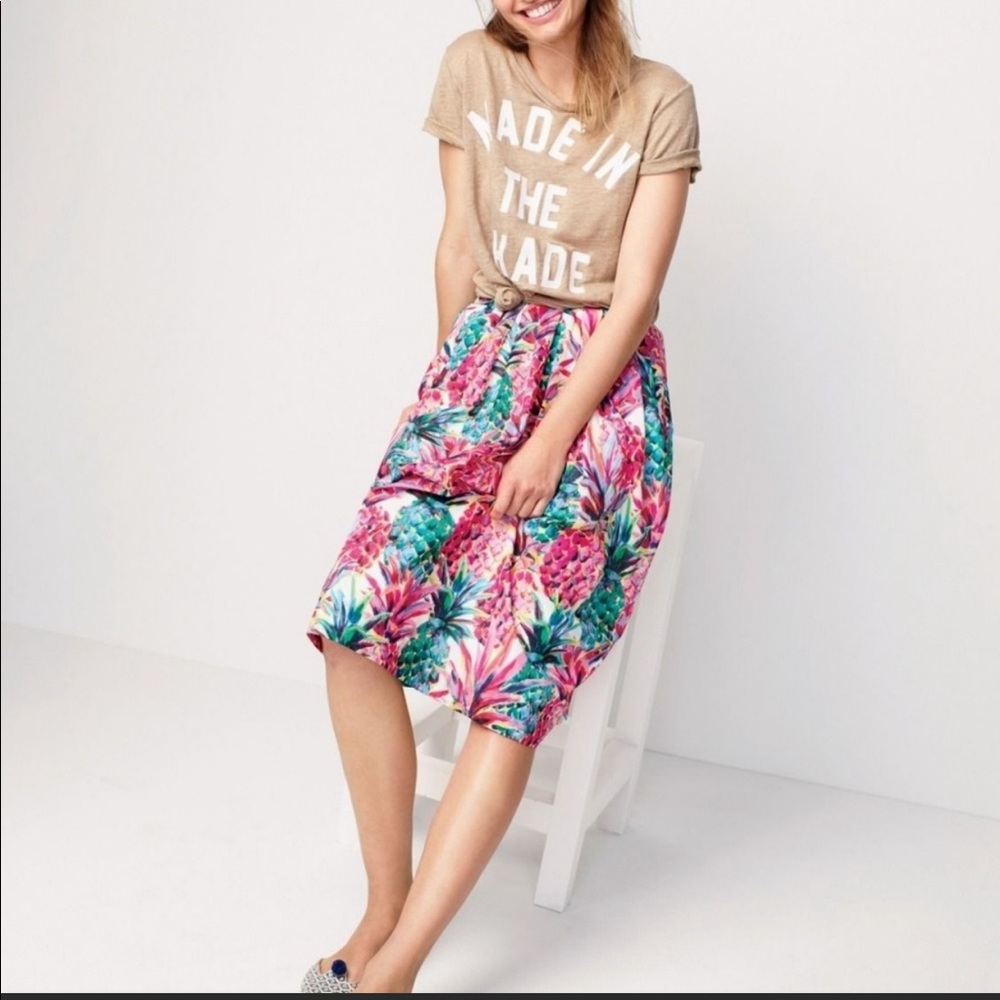 J CREW A-line Ratti Painted Pineapple Skirt